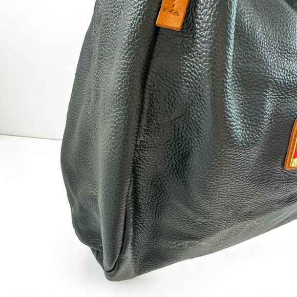 Valentina Italy Black Pebbled Leather Hobo Tote Bag – Women's Large Shoulder Pur - Picture 7 of 13